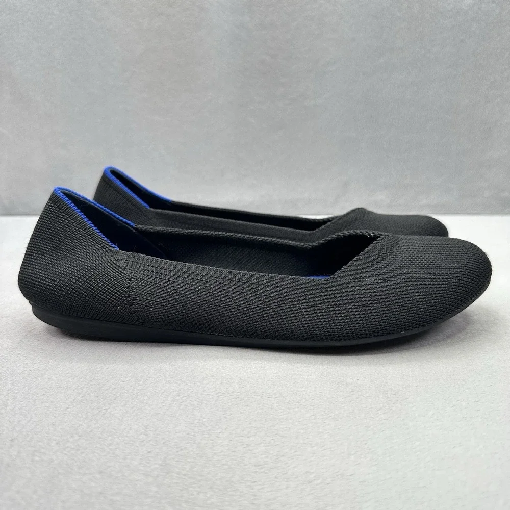 Rothy's The Flat Womens Size 7.5 Black Knit Round Toe Comfort Slip-On Shoe
